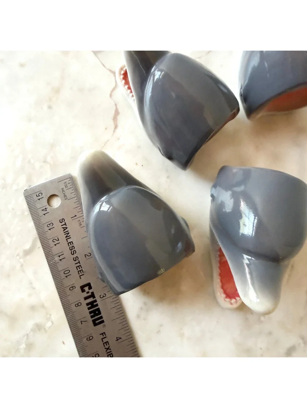 Ceramic Shark Head Napkin Rings Set of Unique Funky Home Decor